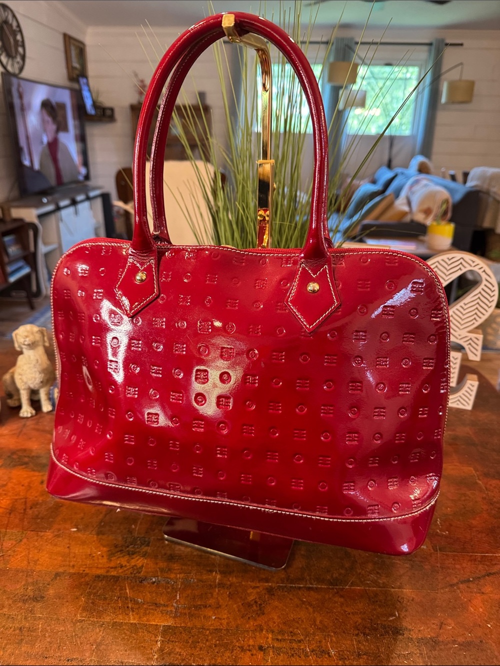 Arcadia Red Patent Leather Tote Bag